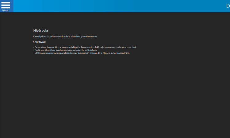 Ecuación Canónica de la Hipérbola y sus Elementos